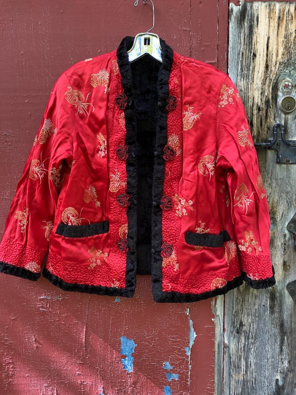 Vintage Reversible Velvet & Silk Satin Asian Style Jacket